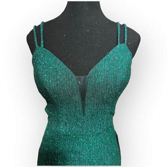 NWT City Triangles Womens Glitter Jersey Knit Gown Green Size 3 - Picture 2 of 16